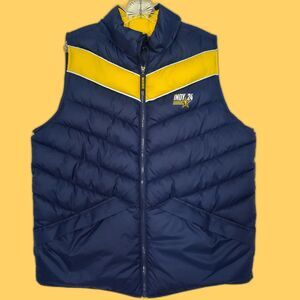 NBA All Star 2024 Indy Indianapolis Volunteer Puffer Vest w/ Hood L Blue Yellow